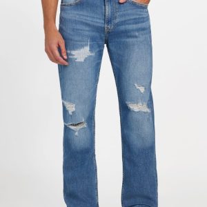 Eco Mason Destroyed Regular-Fit Straight Jeans - Blue