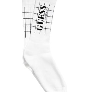 GUESS Originals Grid Socks  - White