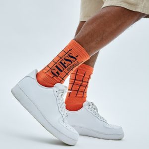GUESS Originals Grid Crew Socks - Orange