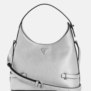 Rosalba Small Metallic Hobo Crossbody - Silver