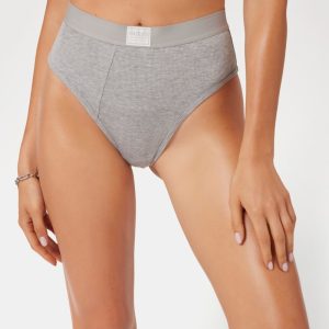 Eco Tessa Rib High-Waist Brazilian Panty - Gray