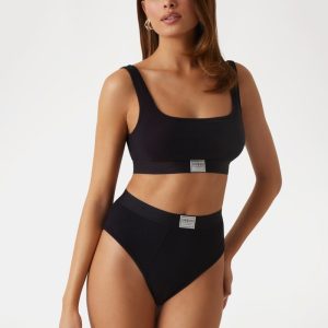 Eco Tessa Rib High-Waist Brazilian Panty - Black
