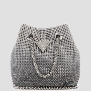 Zalina Ombré Rhinestone Pouch - Silver
