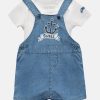 Onesie and Chambray Romper Set (0-12M) - Blue