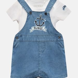 Onesie and Chambray Romper Set (0-12M) - Blue