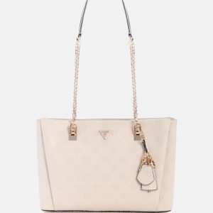 Tisha Debossed Peony Large Girlfriend Satchel - Off-white
