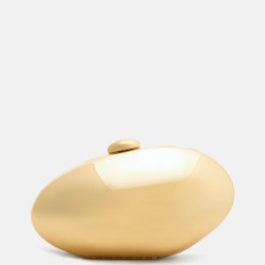 Metallic Oval Clutch - Gold