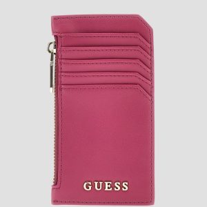 Faux-Leather Zip Card Holder - Pink