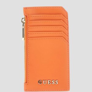 Faux-Leather Zip Card Holder - Orange