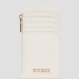 Faux-Leather Zip Card Holder - White
