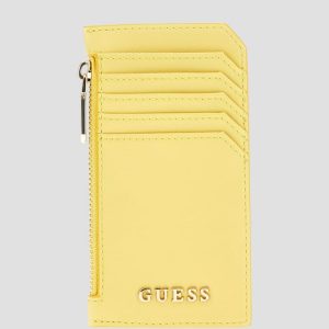 Faux-Leather Zip Card Holder - Yellow