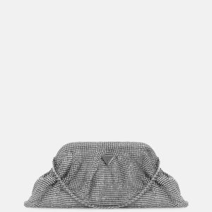 Zalina Rhinestone Frame Clutch - Silver