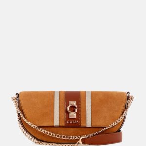 Erenia Suede Striped Convertible Crossbody - Brown