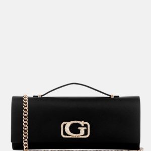 Zalina Satin Top-Handle Clutch - Black
