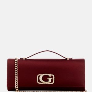 Zalina Satin Top-Handle Clutch - Red