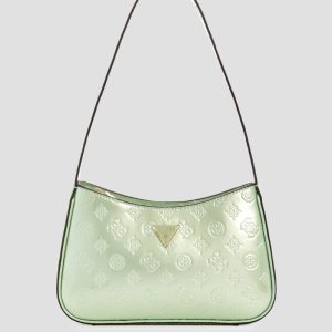 Arnela Debossed Logo Shoulder Bag - Green