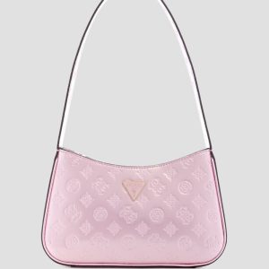 Arnela Debossed Logo Shoulder Bag - Pink