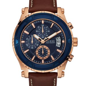 Brown and Rose Gold-Tone Leather Sport Watch - Brown