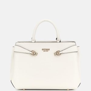 Lorelei Leather Girlfriend Satchel - White