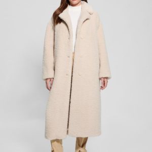 Eco Alina Teddy Longline Coat - Off-white