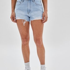 GUESS Originals Kit Destroyed Denim Shorts - Blue