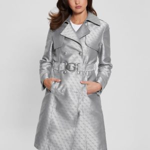 Eco Diletta Belted Trench Coat - Grey