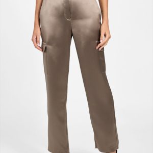 Megan Cargo Satin Pants - Beige