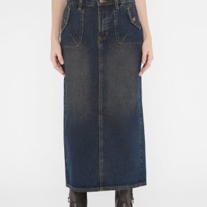 GUESS Originals Split Back Denim Skirt - Blue