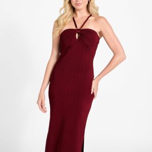 Sofie Keyhole Sweater Dress - Red
