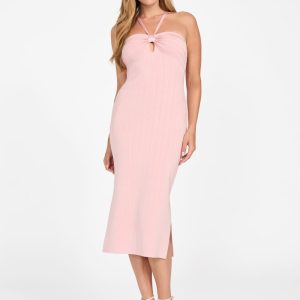 Sofie Keyhole Sweater Dress - Pink