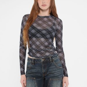 GUESS Originals Printed Mesh Top - Black