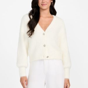 Keyla Fuzzy Cardigan - White
