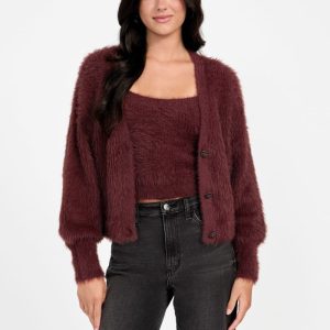 Keyla Fuzzy Cardigan - Brown