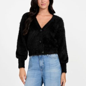 Keyla Fuzzy Cardigan - Black