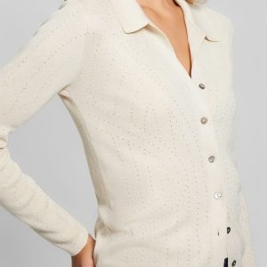 Giovanna Rhinestone Sweater Shirt - Off-white