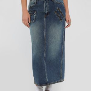 GUESS Originals Cargo Denim Skirt - Blue