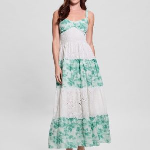 One Size Savina Linen Maxi Dress - Green