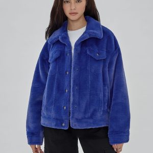 GUESS Originals Oversized Fur Jacket - Blue