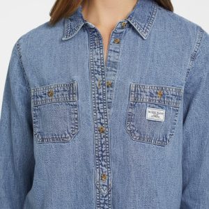 Classic Long-Sleeve Denim Shirt - Blue