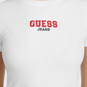 Slim Rib-Knit Embroidered Tee - White