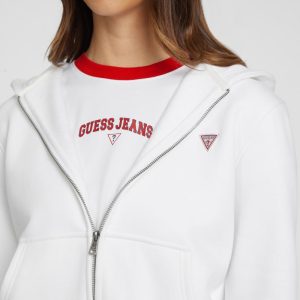 Mini Patch Zip-Up Sweatshirt - White