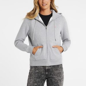 Mini Patch Zip-Up Sweatshirt - Gray