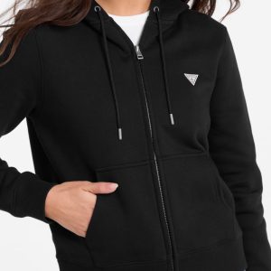 Mini Patch Zip-Up Sweatshirt - Black