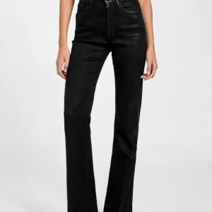 Eco Coated Sexy Flare Jeans - Black
