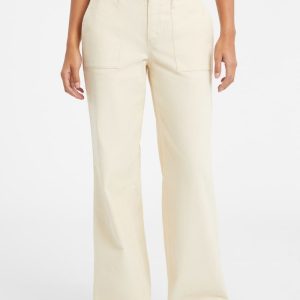 Wide-Leg Utility Pants - Beige