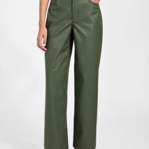 Alix Faux-Leather High-Rise Straight Pants - Green