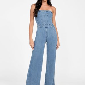 Eco Donna Strapless Denim Jumpsuit - Blue