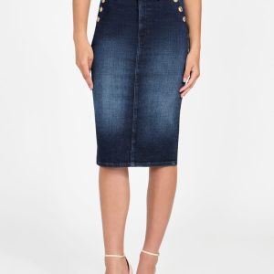 Eco Riley Denim Pencil Skirt - Blue