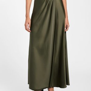 Eco Ana Satin Wrap Skirt - Green