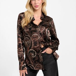 Clarisse Paisley Burnout Oversized Shirt - MultipleColors
